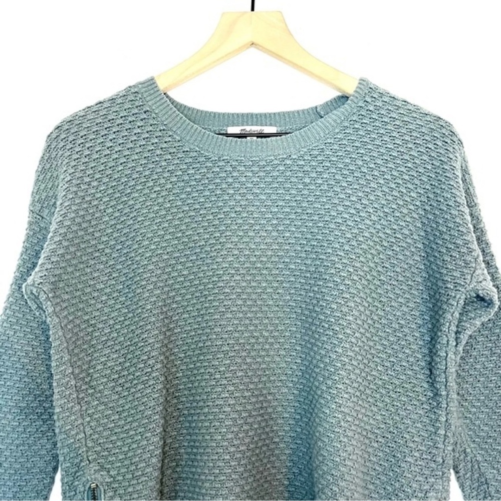 Madewell Landmark Textured Sweater with Side Zippers Moss Green Size Small - Picture 4 of 10